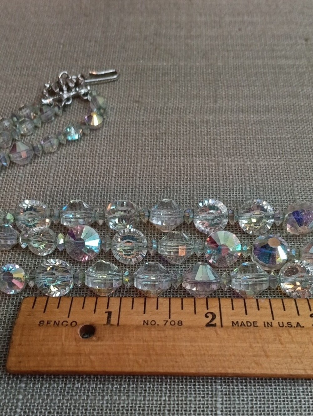 Hobé Aurora Borealis Clear Glass Bead Necklace Bracelet Earrings Set Vintage - Picture 5 of 14